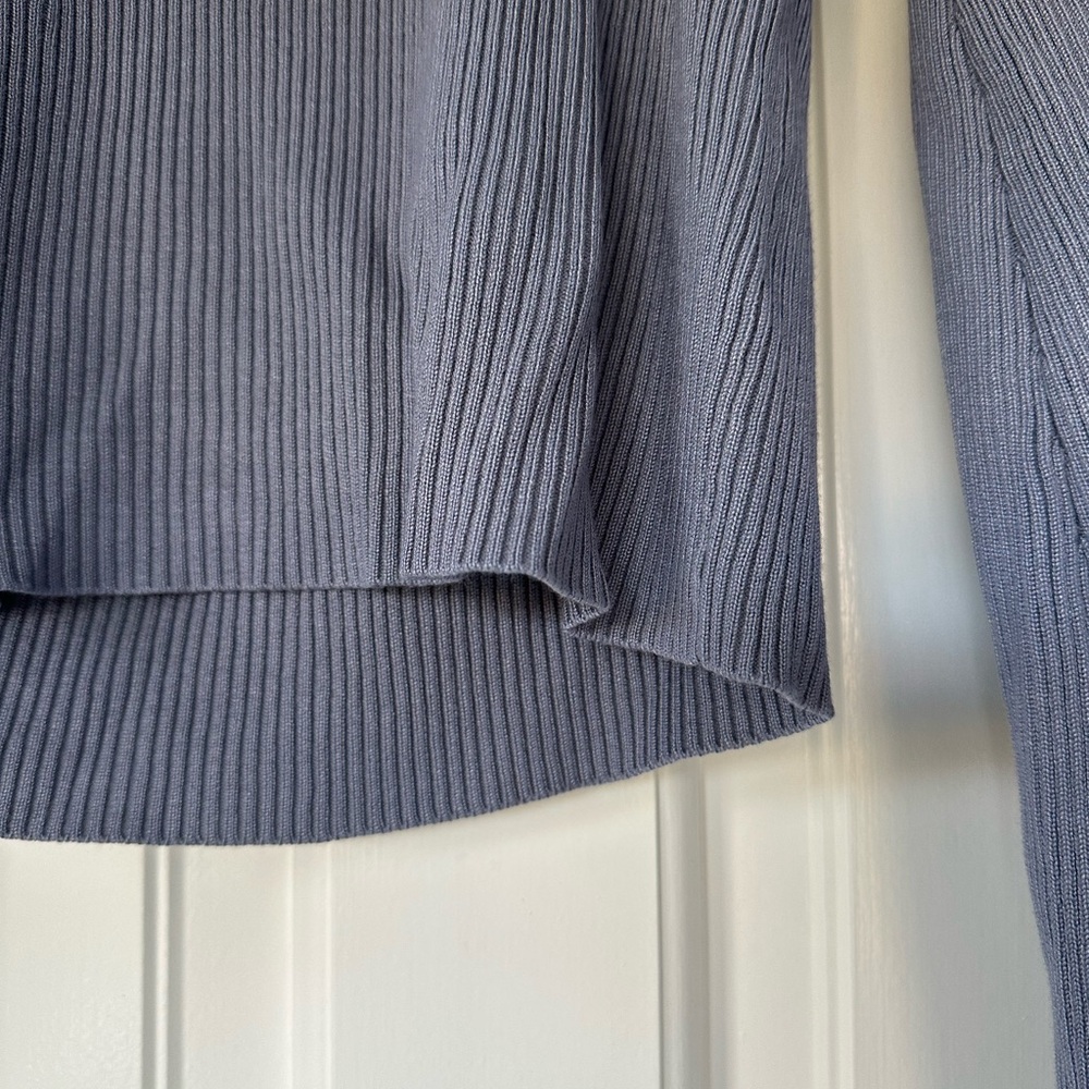 Lulus Keep 'Em Guessing Dusty Blue Ribbed Balloon Sleeve Sweater Top - Picture 8 of 10